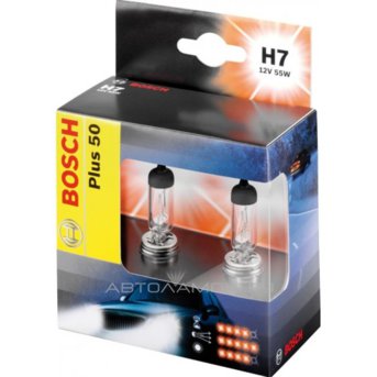 H7 12V- 55W (PX26d) ( +50% света) Plus 50 (блистер 2шт.) 1987301086